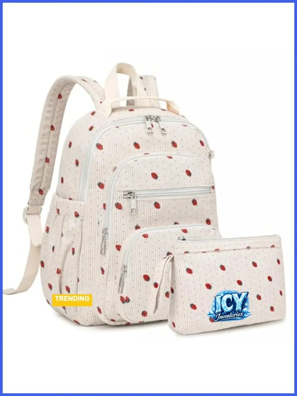 Mini Corduroy Backpack for Women with Wallet Luggage Strap, Lightweight